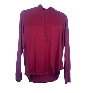 Eddie Bauer Womens XL Engage 1/4 Zip Solid Burgundy Sweater